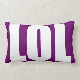 White LOL on Violet Pillow
