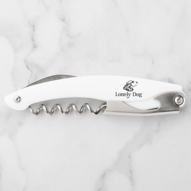 White Lonely Dog Cork Screw Corkscrew (Back)
