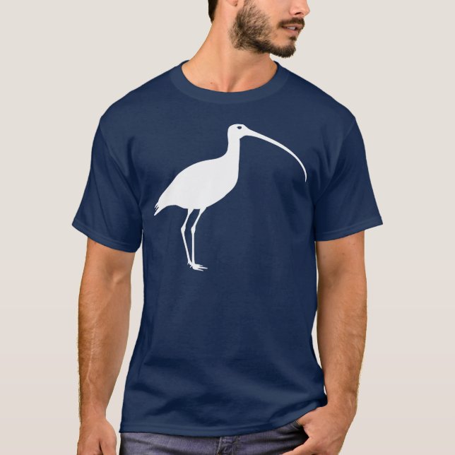 White Long Billed Curlew Bird T-Shirt (Front)
