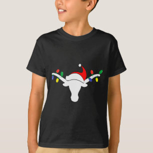 White Longhorn Christmas Lights Santa Hat Horn Ant T-Shirt