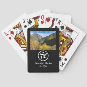 White Longhorn Skull Silhouette Monogram Photo Playing Cards