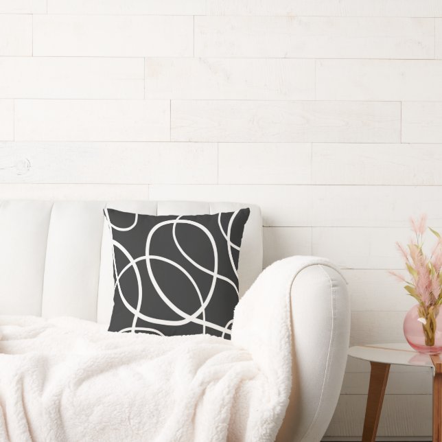 White Loops Against Black Background Cushion (Couch)