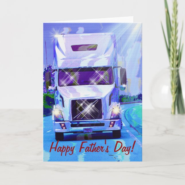 White Lorry Truck Driver's Father's Day Cards (Front)