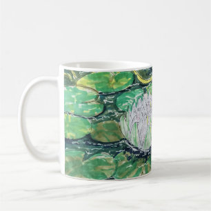 White Lotus and Lily Pads Coffee Mug
