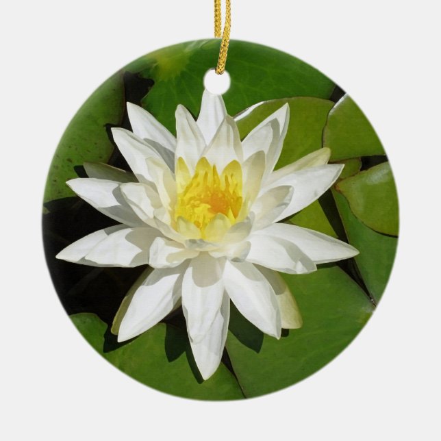 White Lotus Ceramic Tree Decoration (Front)
