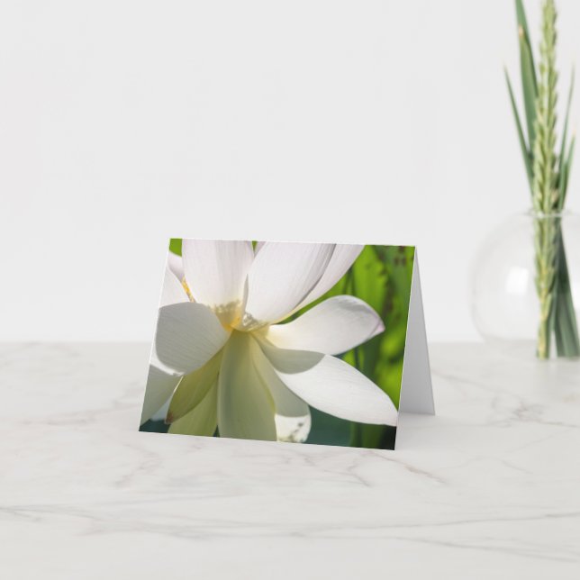 White Lotus Flower Folded Thank You Card (Front)