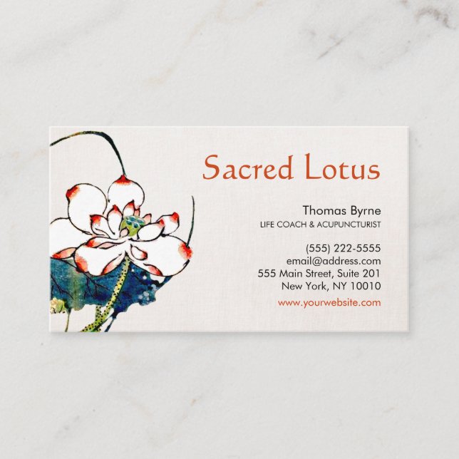 White Lotus Flower Health, Wellness & Healing Business Card (Front)