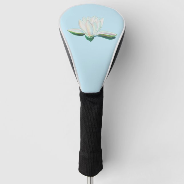 White Lotus Flower Illustration   Golf Head Cover (Front)