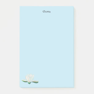 White Lotus Flower Illustration Personalised Post-it Notes
