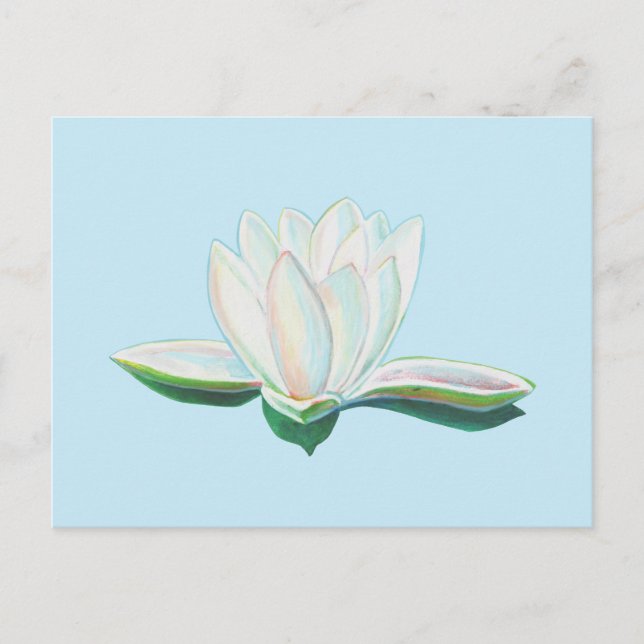 White Lotus Flower Luminous Postcard (Front)