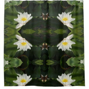 White Lotus Flower Photo Shower Curtain