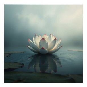 white lotus flower poster