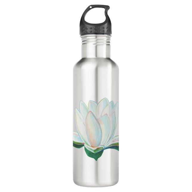 White Lotus Flower showing luminous colours 710 Ml Water Bottle (Front)