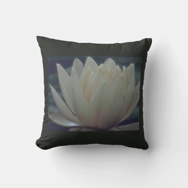 White Lotus Flower Water Lily Outdoor Cushion (Front)