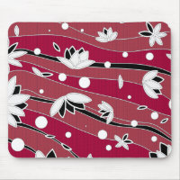 White Lotus Flowers on Red Stripes