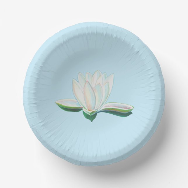 White Lotus Illustration   Paper Plate (Front)