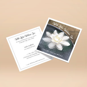 White Lotus in Water Wellness Spa White Square Business Card