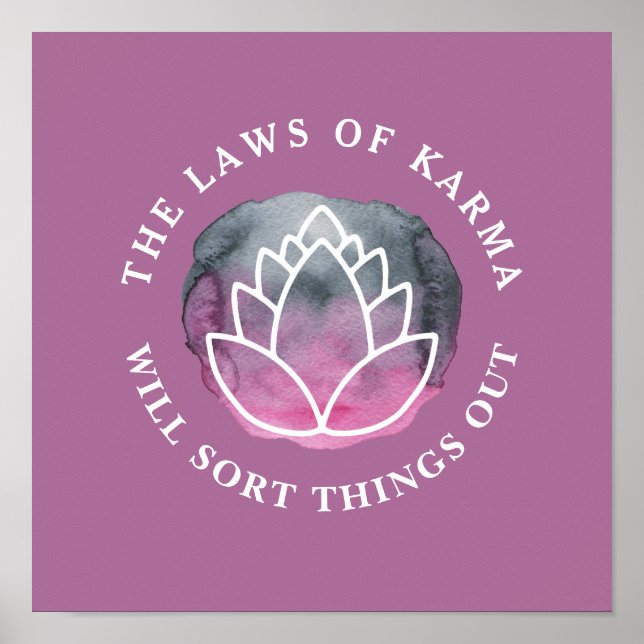White Lotus Karma Motivational Quote Dark Mauve Poster (Front)