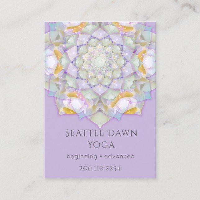 White Lotus Mandala Modern Yoga Instructor Business Card (Front)