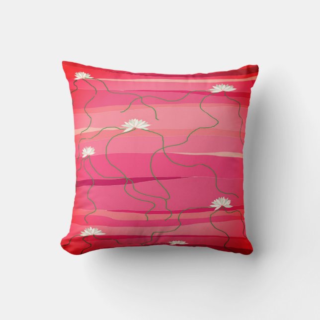 White Lotus Throw Pillow (Front)