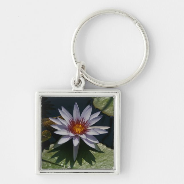 White Lotus Waterlily Keychain (Front)