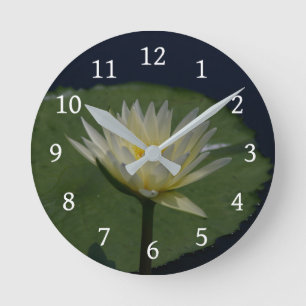 White Lotus Waterlily Round Clock