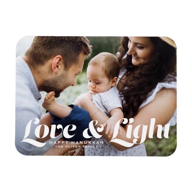 White Love and Light Typography Photo Hanukkah Magnet (Horizontal)