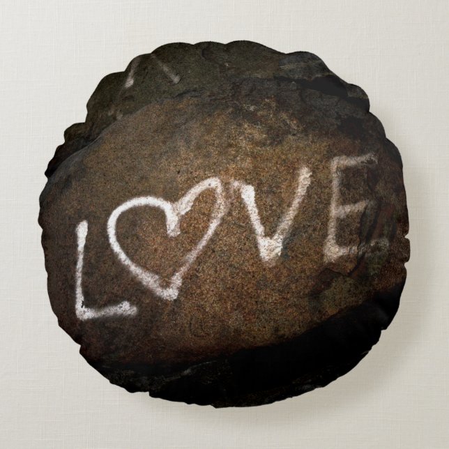 White Love Graffiti  Round Cushion (Front)