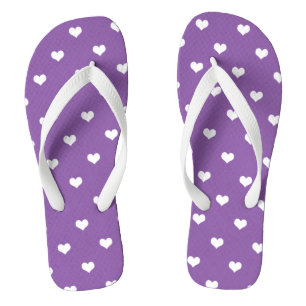 White love hearts on purple jandals
