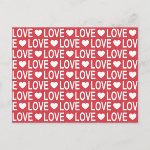 White Love Pattern Postcard