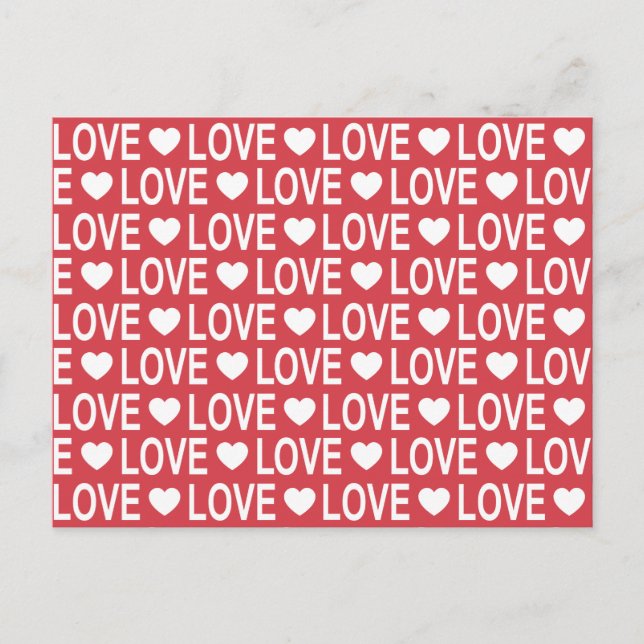 White Love Pattern Postcard (Front)