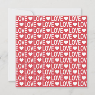 White Love Pattern Square Greeting Card