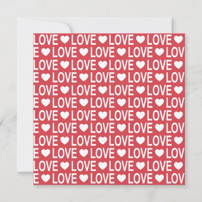 White Love Pattern Square Greeting Card (Front)