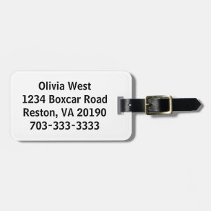 White Luggage Bag Tag