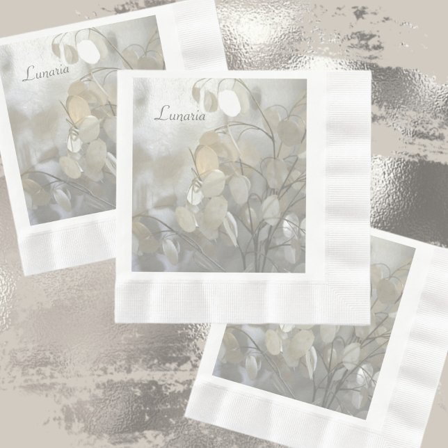 White Lunaria Silver Dollar Elegant Napkin (Creator Uploaded)