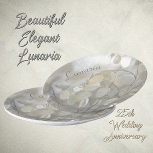 White Lunaria Silver Dollars Elegant  Paper Plate