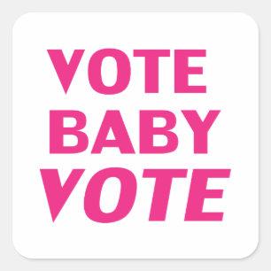 white magenta hot pink "vote baby vote" sticker