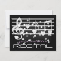 white magical notes music recital invitation
