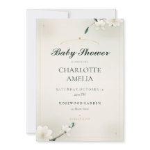 White Magnolia Baby Shower Invitation