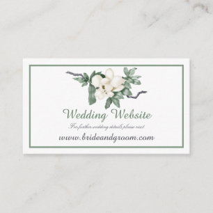 White Magnolia Blossom Elegant Wedding Website Enclosure Card