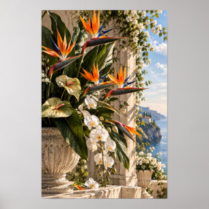 White Magnolia Blossoms in Warm Natural Light Wall Poster