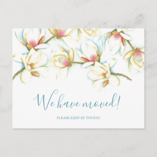 White Magnolia Botanical Moving Announcement Postcard