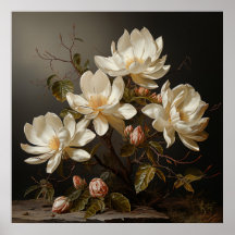 White magnolia branch with blossom
