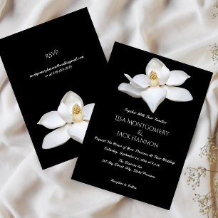 White Magnolia Elegant Floral Wedding Invitation