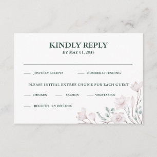 White Magnolia Emerald Green RSVP  Enclosure Card