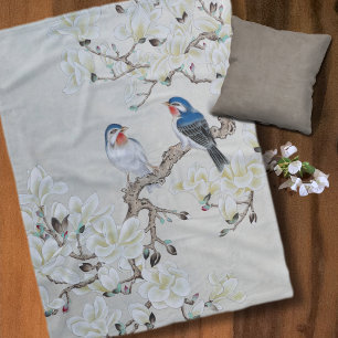 White Magnolia Fleece Blanket