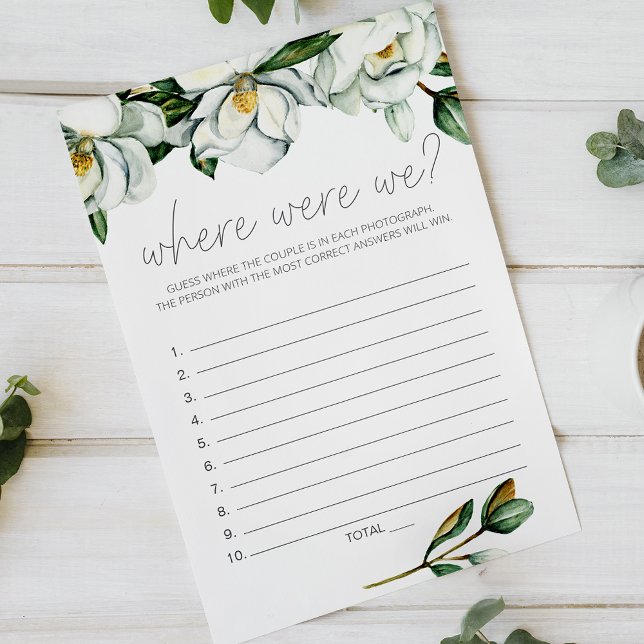 White Magnolia Floral Bridal Game Where Were We Flyer (Creator Uploaded)
