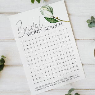 White Magnolia Floral Bridal Shower Word Search