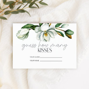 White Magnolia Floral How Many Kisses Bridal Game Enclosure Card