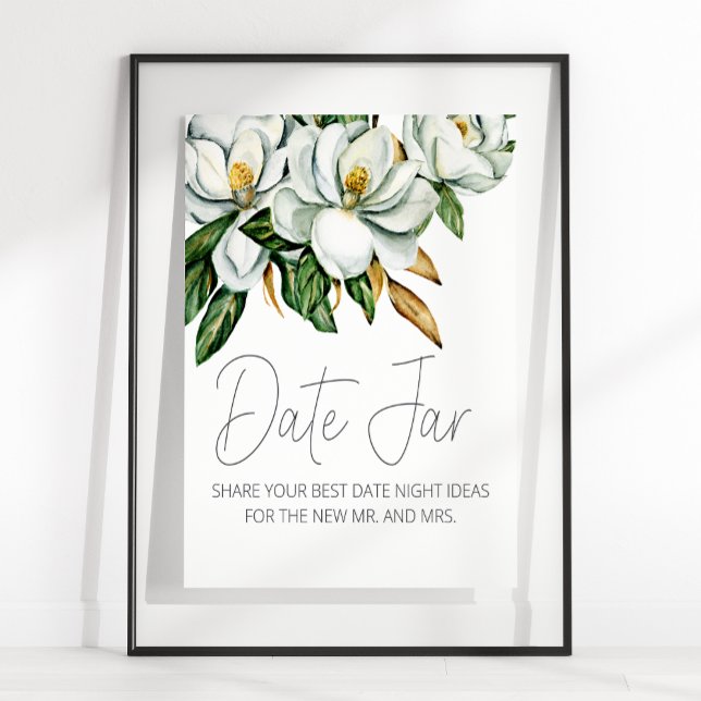 White Magnolia Floral Rustic Date Night Sign (Creator Uploaded)